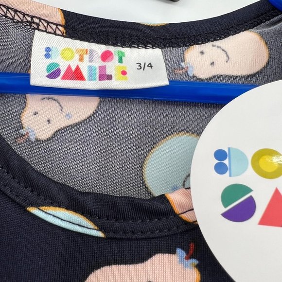 Dot Dot Smile Girl's Cap Dress 3-4 NWT Navy Blue Pear Print - Picture 3 of 6